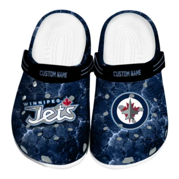 Winnipeg Jets Clogs - Custom Cracked Energy Blue Black