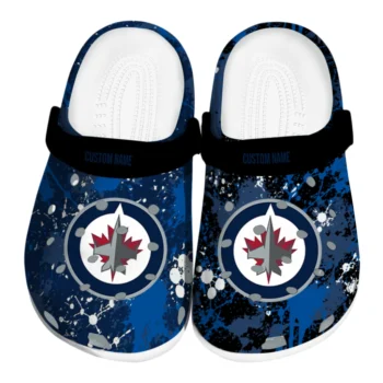 Winnipeg Jets Clogs - Custom Splatter Splash Blue Black