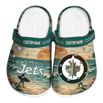 Winnipeg Jets Clogs - Custom Wave Scene Fir Green