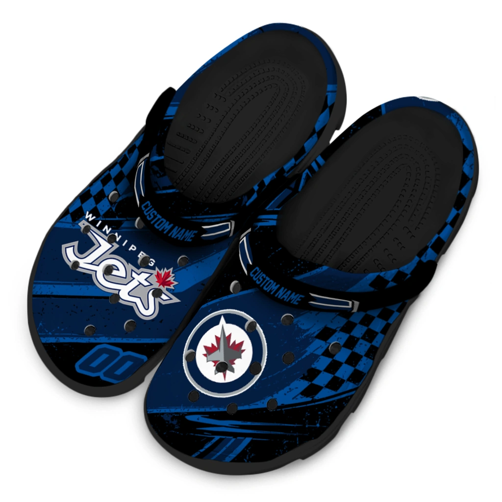 winnipeg-jets-clog-customized-checkered-streaks-blue-black-latest-model.webp