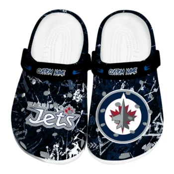 Winnipeg Jets Clogs - Customized Graffiti Burst Blue Black