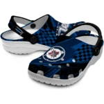 Winnipeg Jets Clogs – Customized Checkered Streaks Blue Black 1