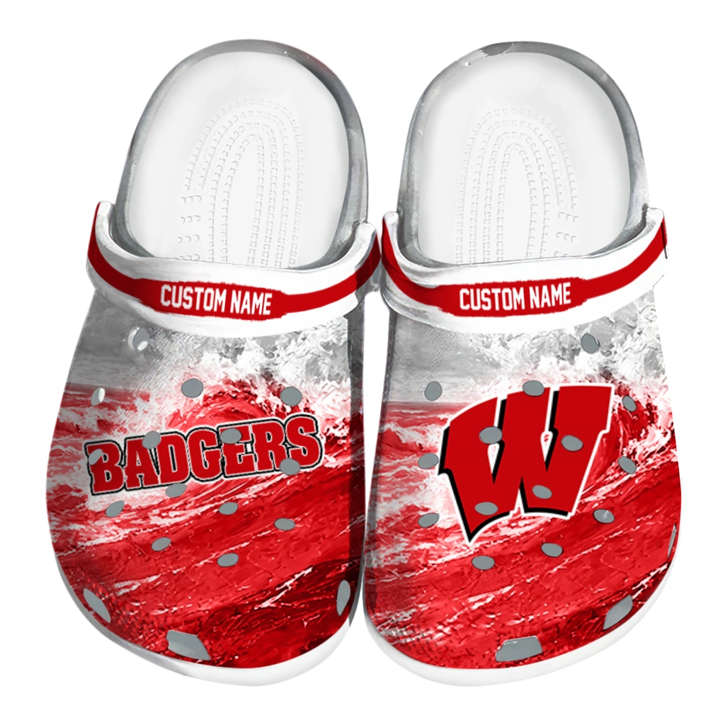 wisconsin-badgers-clog-customized-wave-swirl-red-white-best-selling.webp wisconsin badgers clog customized wave swirl red white best selling