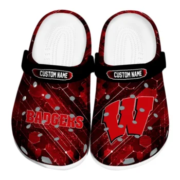 Wisconsin Badgers Clogs - Personalized Circuit Geometry Red Black