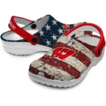 wisconsin-badgers-clog-personalized-distressed-stripes-red-blue-best-selling.webp