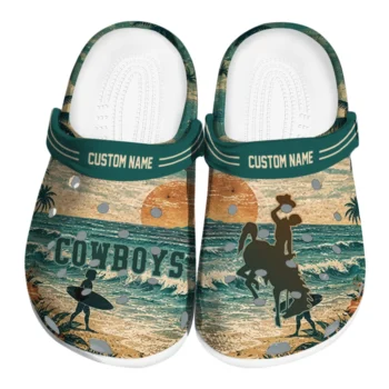 Wyoming Cowboys Clogs - Custom Wave Scene Fir Green