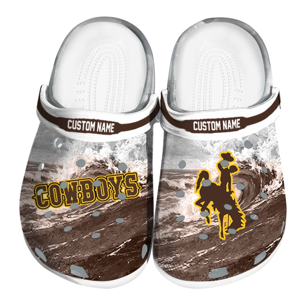wyoming-cowboys-clog-customized-wave-swirl-brown-white-best-selling.webp wyoming cowboys clog customized wave swirl brown white best selling