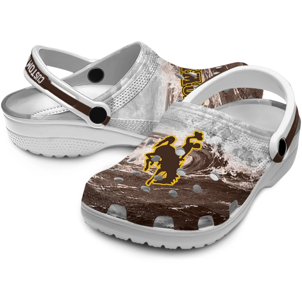 wyoming-cowboys-clog-customized-wave-swirl-brown-white-high-quality.webp