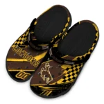 Wyoming Cowboys Clogs – Customized Checkered Streaks Brown Black 1