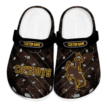 Wyoming Cowboys Clogs - Personalized Circuit Geometry Brown Black